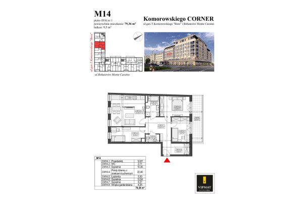 biłgorajski, Biłgoraj, gen. T. Bora-Komorowskiego, Nowe mieszkanie M14 m2 Komorowskiego CORNER 79,36