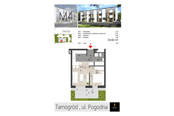 biłgorajski, Tarnogród, Pogodna, Nowe mieszkanie M 4, 33,82m2