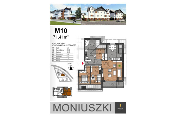 biłgorajski, Biłgoraj, Moniuszki, Mieszkanie M10 6/16, 71,41 m2